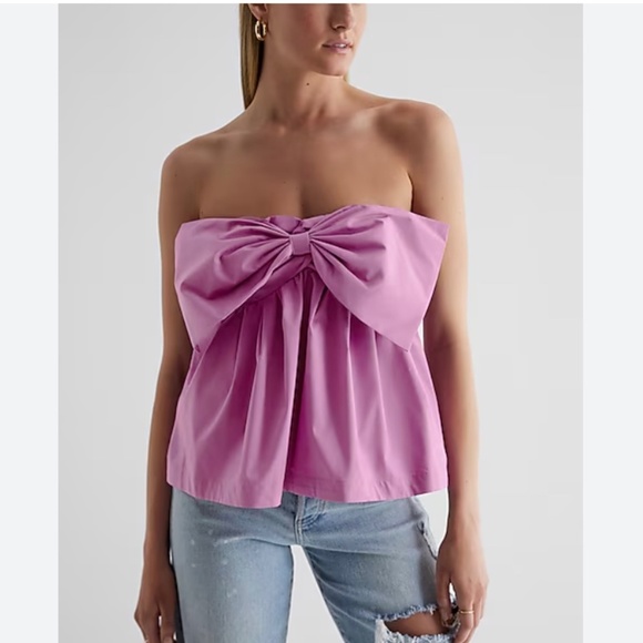 NWT Express Strapless Bow Peplum Tube Top - Picture 1 of 9